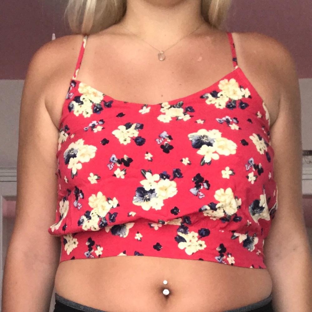 floral red strappy top